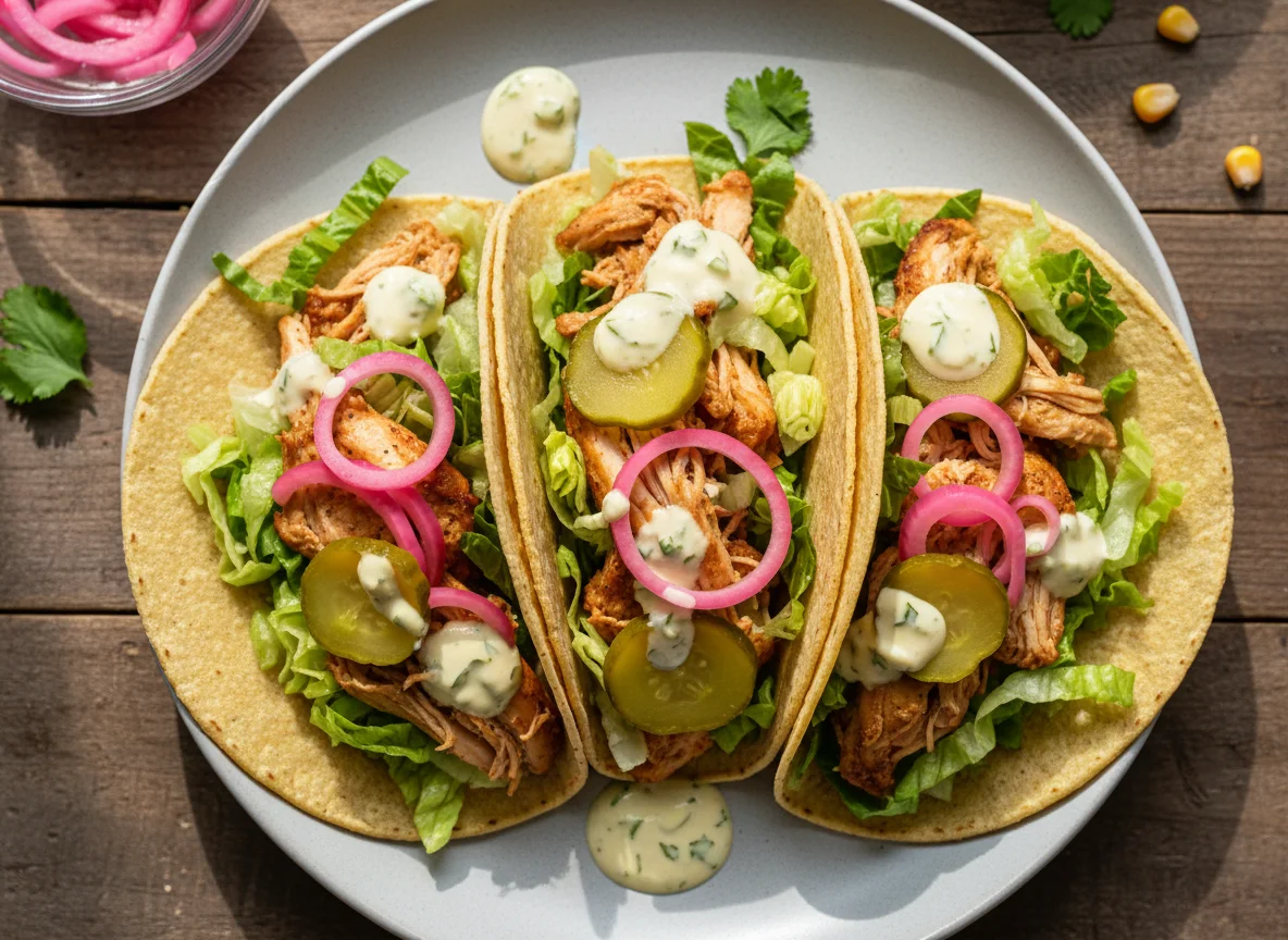 Tacos with Pickles and Pickled Onions photo