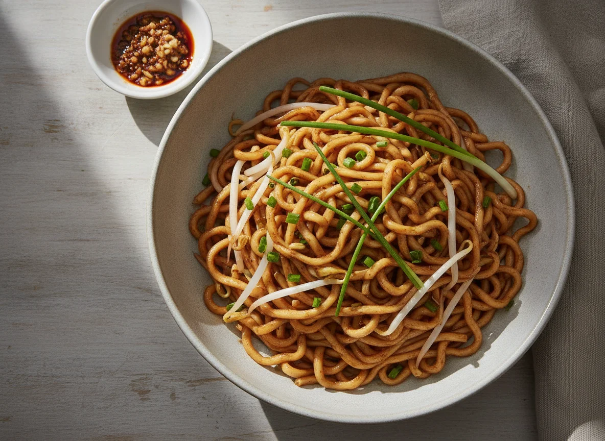 Taiwanese Dry Noodles with Bean Sprouts photo