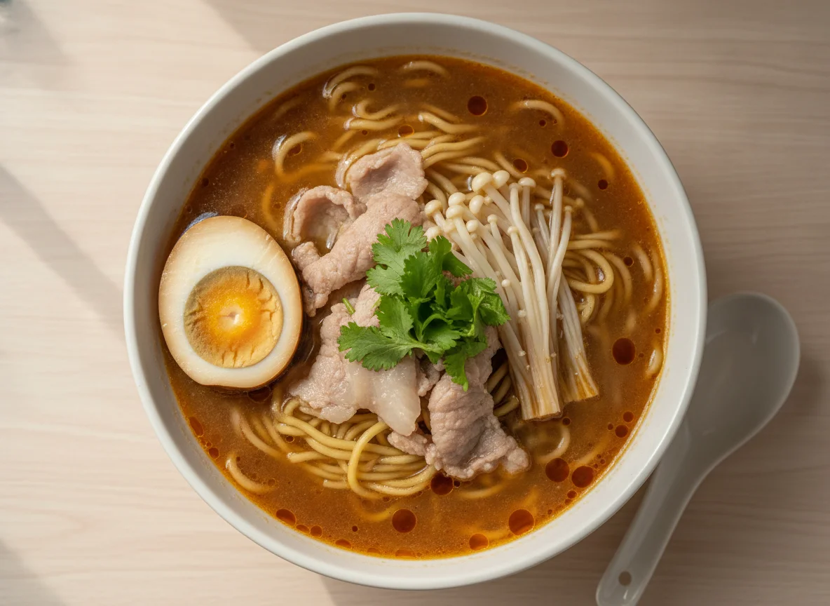 Taiwanese Pork Thick Soup Noodles with Braised Egg photo