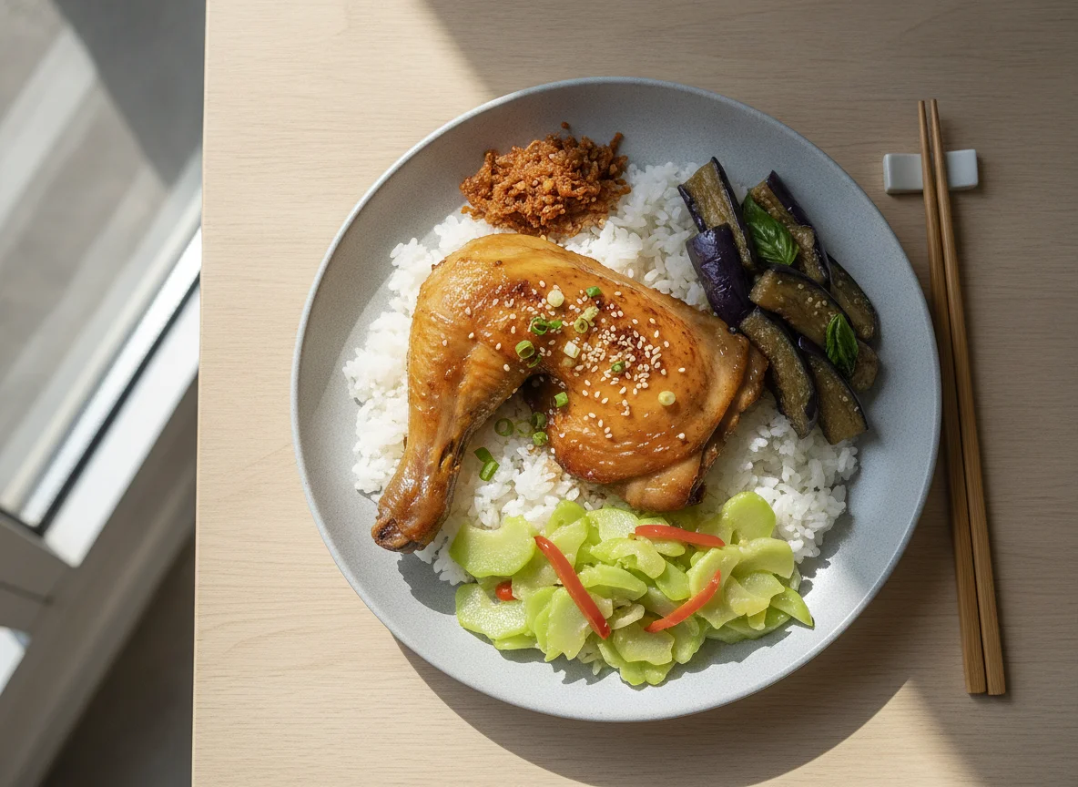 Taiwanese Roasted Chicken Leg Bento photo