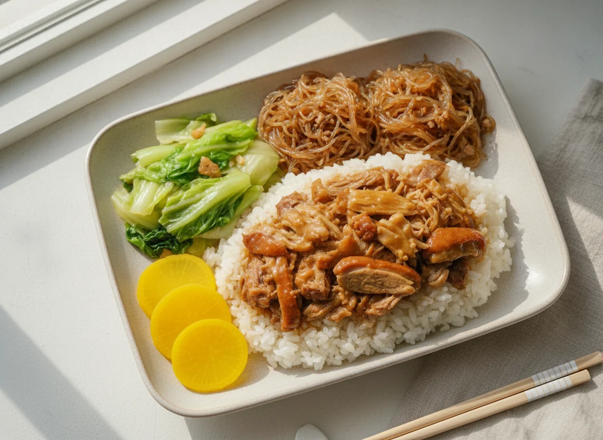 Taiwanese Shredded Duck Rice Bento photo