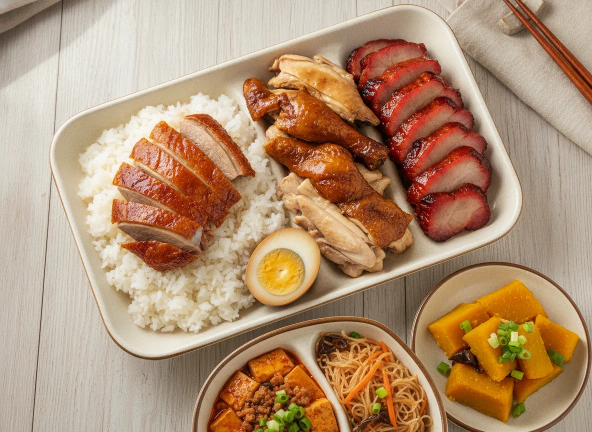 Taiwanese Three-Meat Bento (Roasted Duck, Soy Sauce Chicken, Char Siu) photo