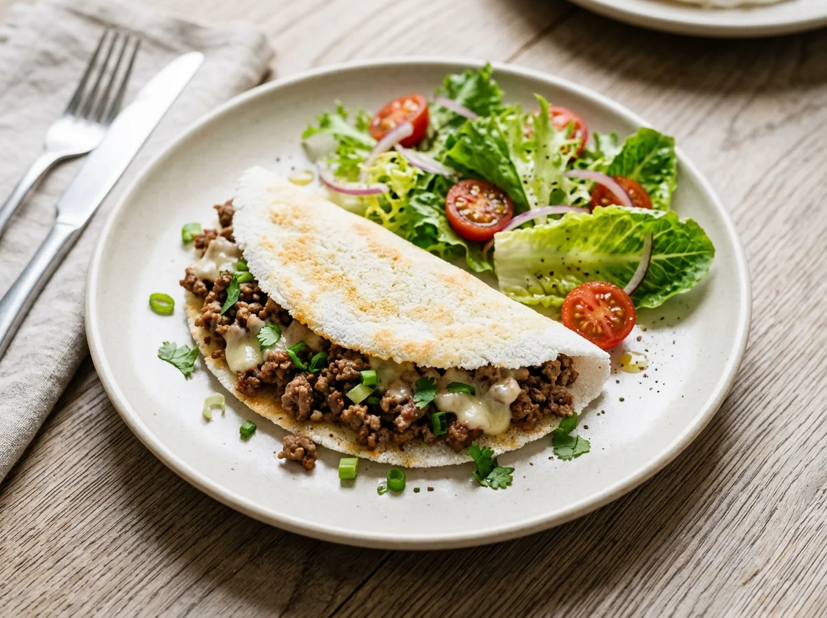 Tapioca with Ground Lean Beef and Minas Cheese photo