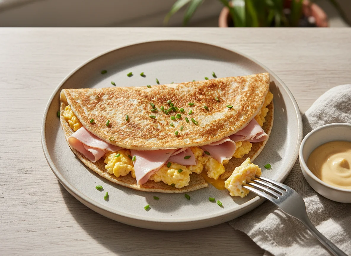 Tapioca with Turkey Ham and Egg photo