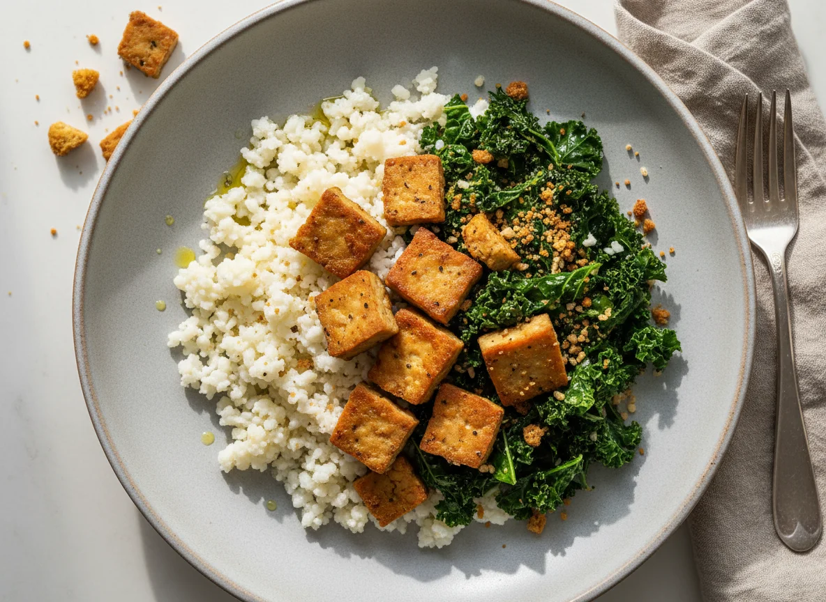 Tempeh and Vegetable Bowl with Cauliflower Rice photo