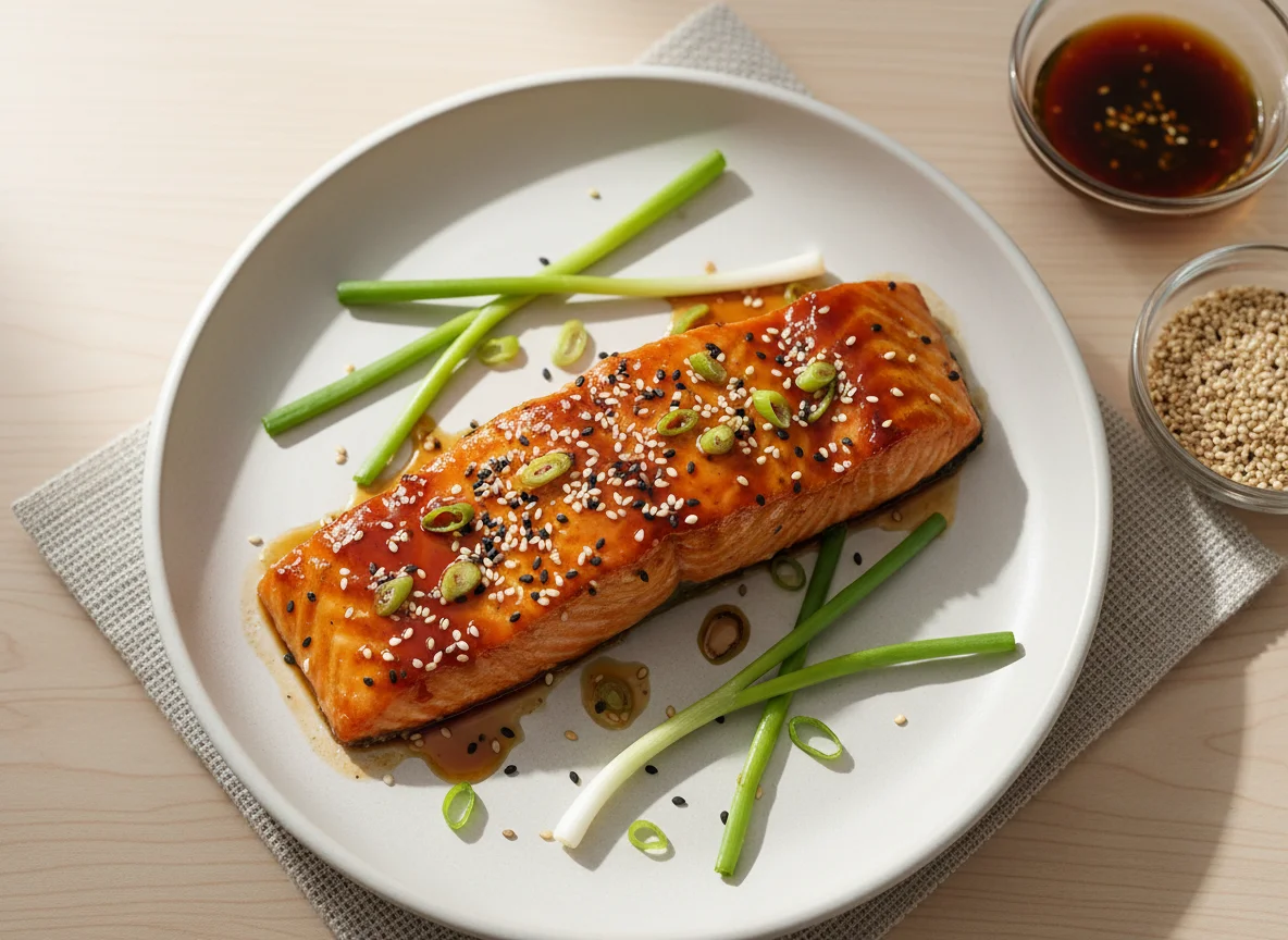 Teriyaki Salmon with Garlic and Sesame Seeds photo