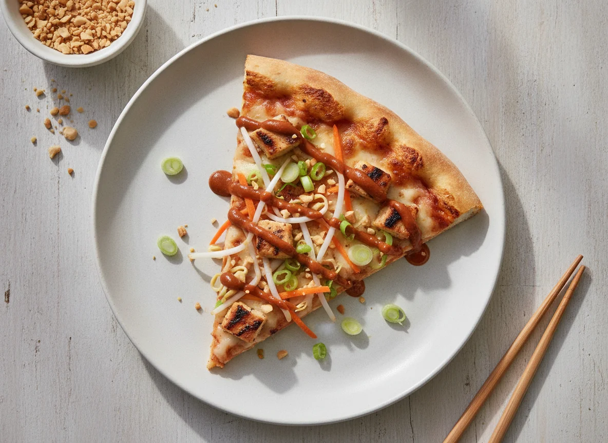 Thai Chicken Pizza Slice photo