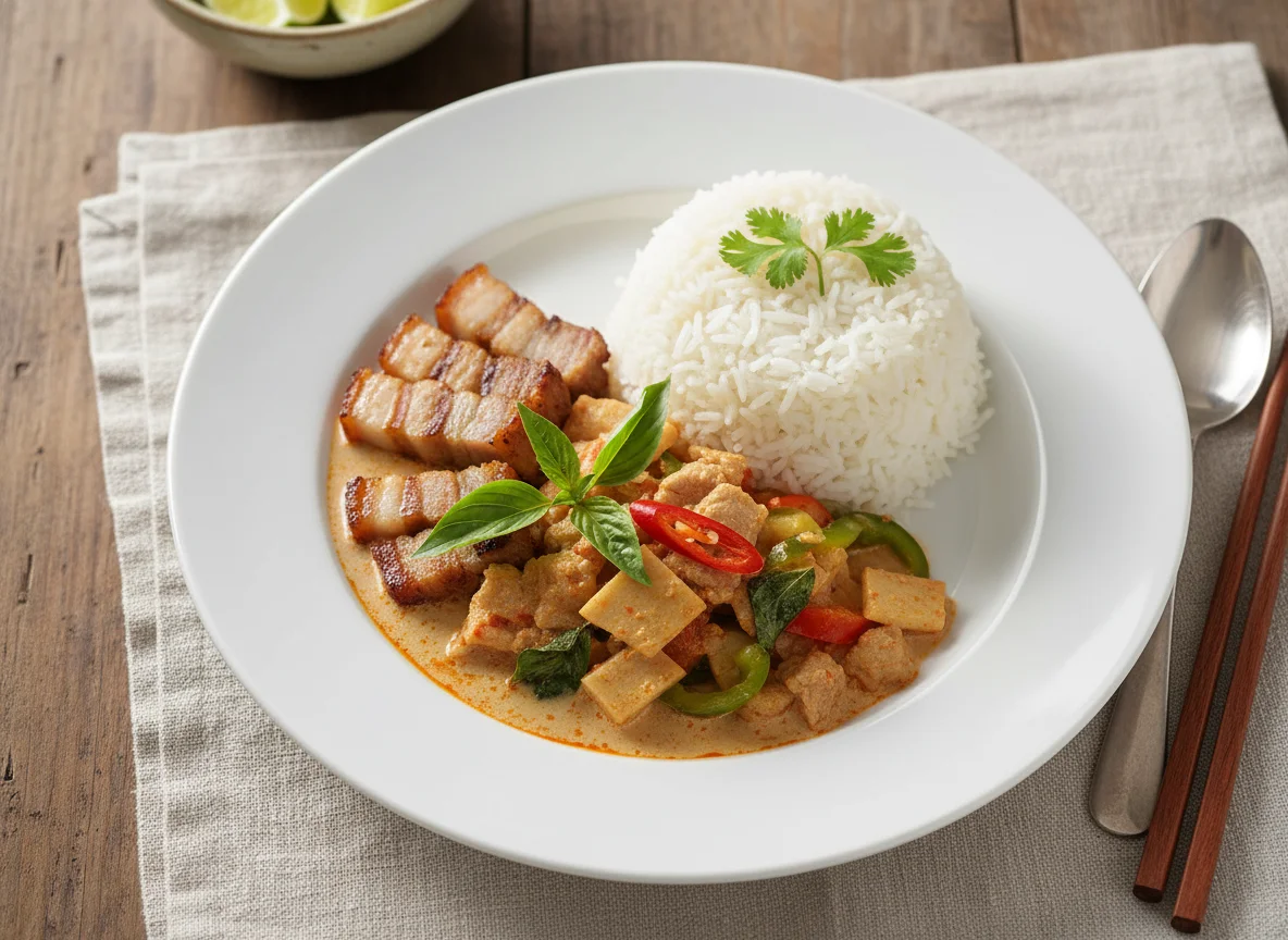 Thai Curry with Grilled Pork and Rice photo