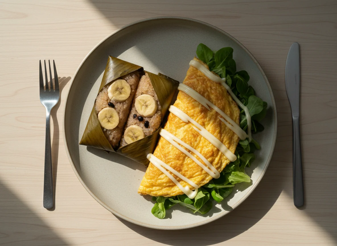 Thai Dessert with Omelette and Salad photo