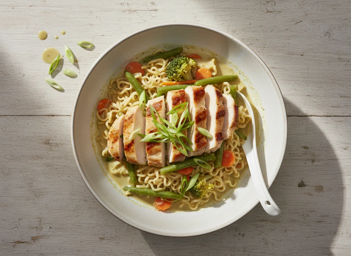 Thai Green Curry with Chicken and Noodles photo
