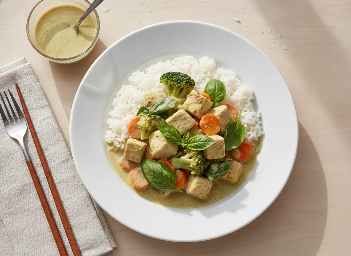 Thai Green Curry with Chicken and Rice photo