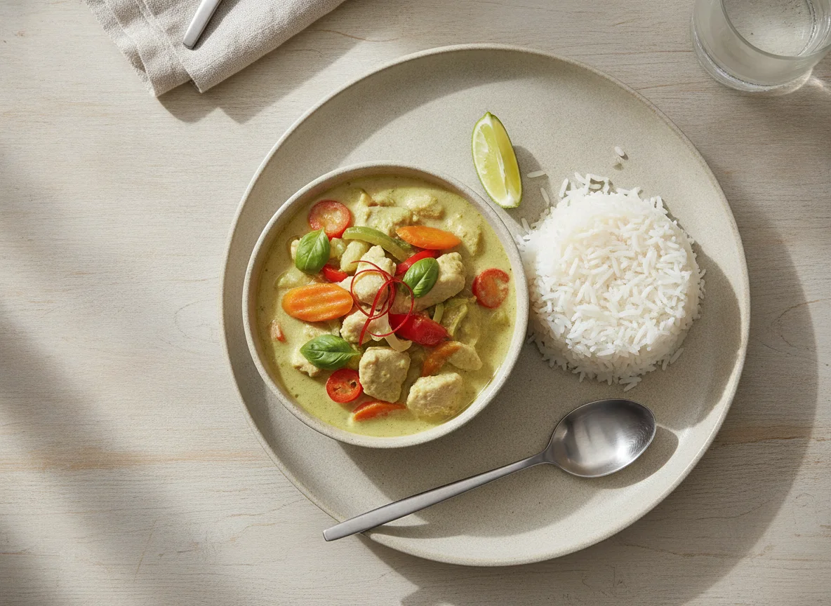 Thai Green Curry with White Rice photo