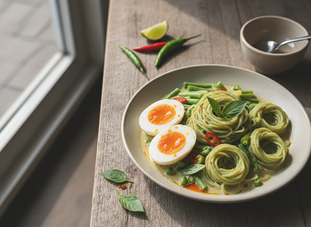 Thai Green Noodles with Egg photo