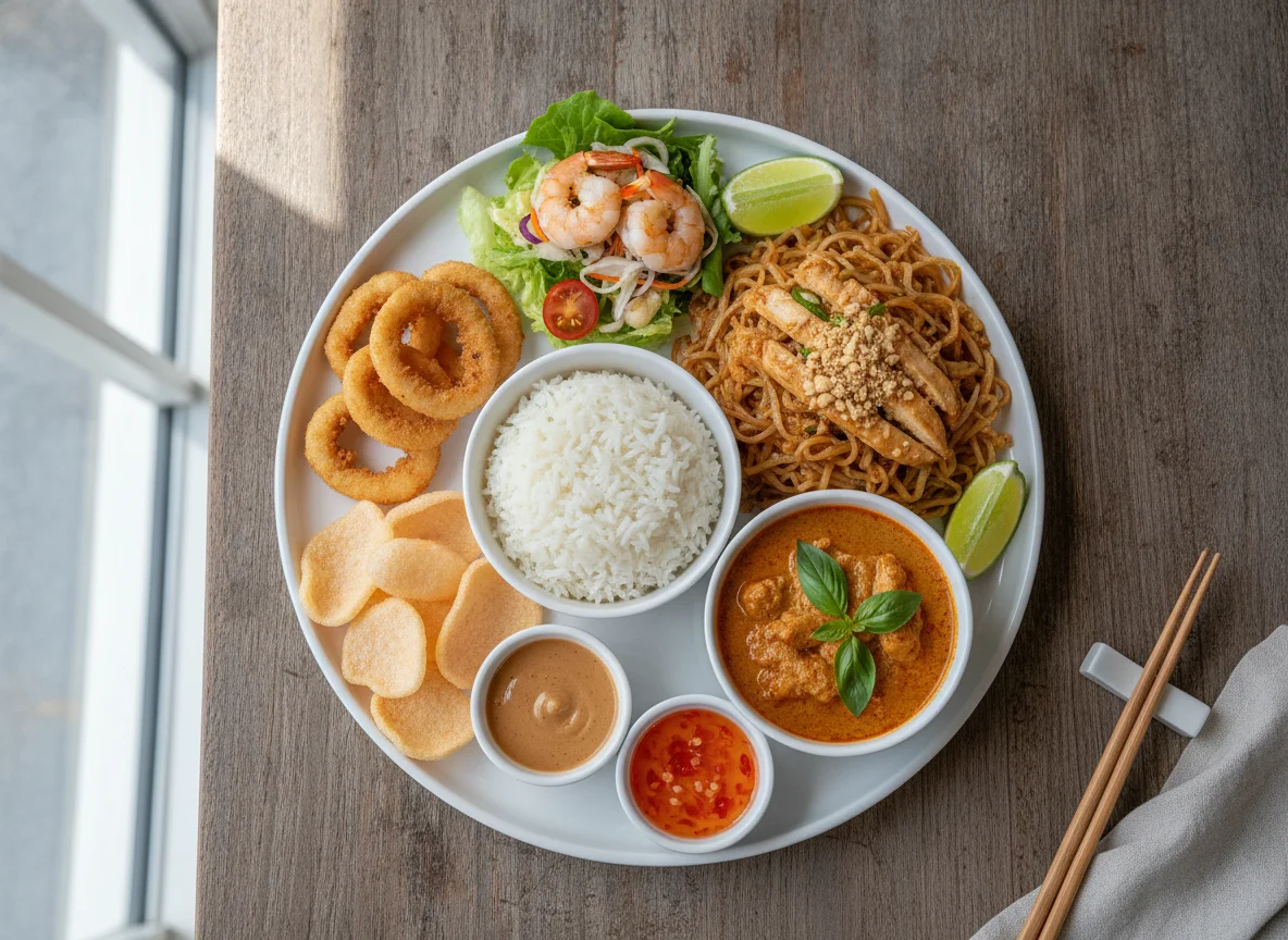 Thai Mixed Platter with Rice photo