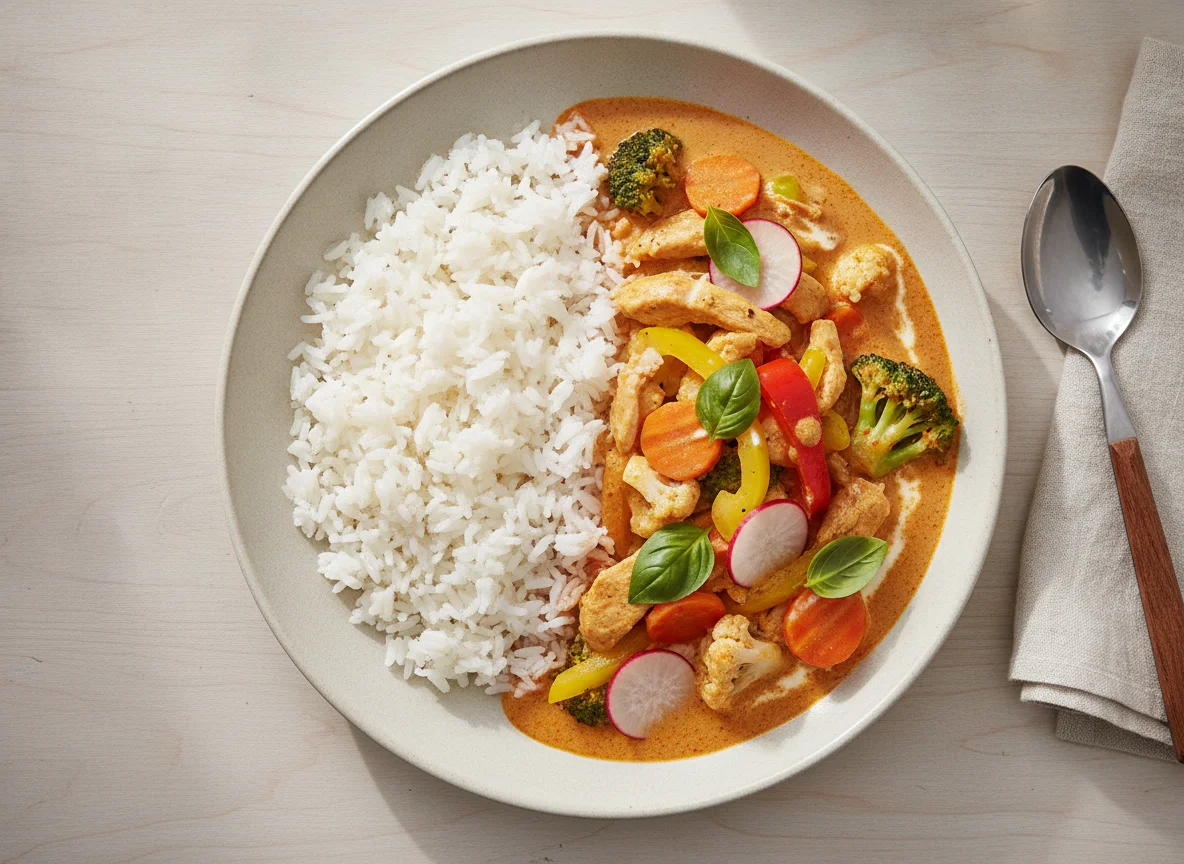 Thai Red Curry with White Rice photo