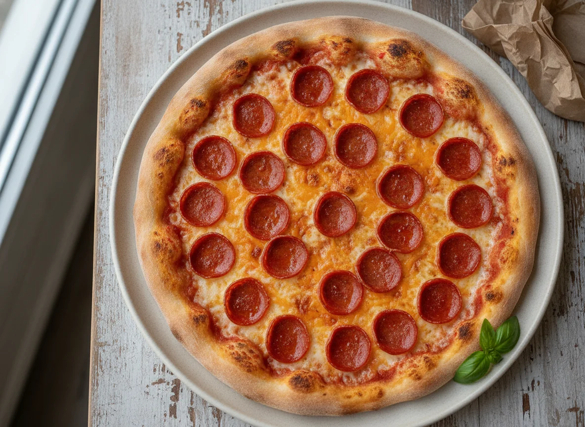 Thin crust pepperoni pizza photo