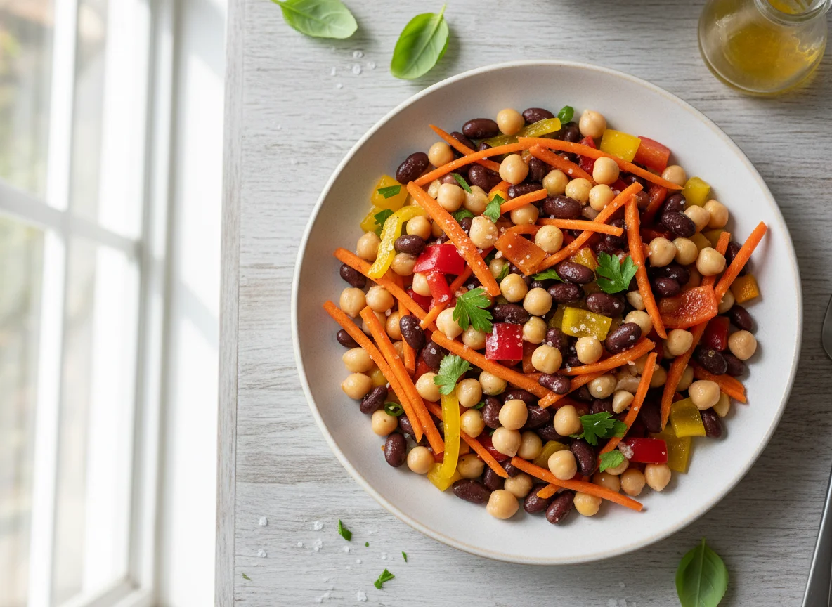 Three Bean Salad with Peppers and Carrots photo