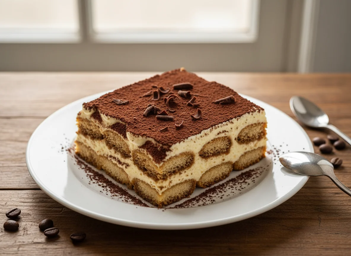 Tiramisu or layered cream cake photo