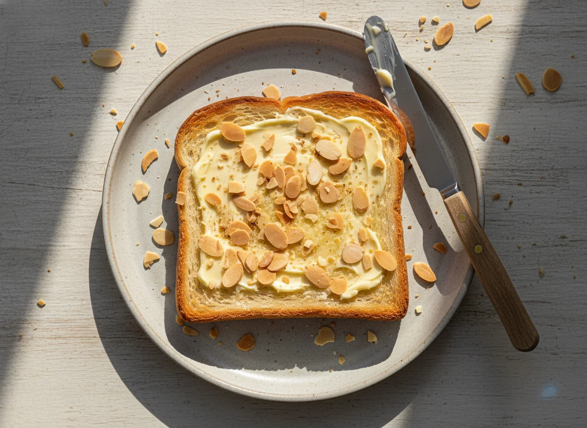 Toast with Butter and Almonds photo