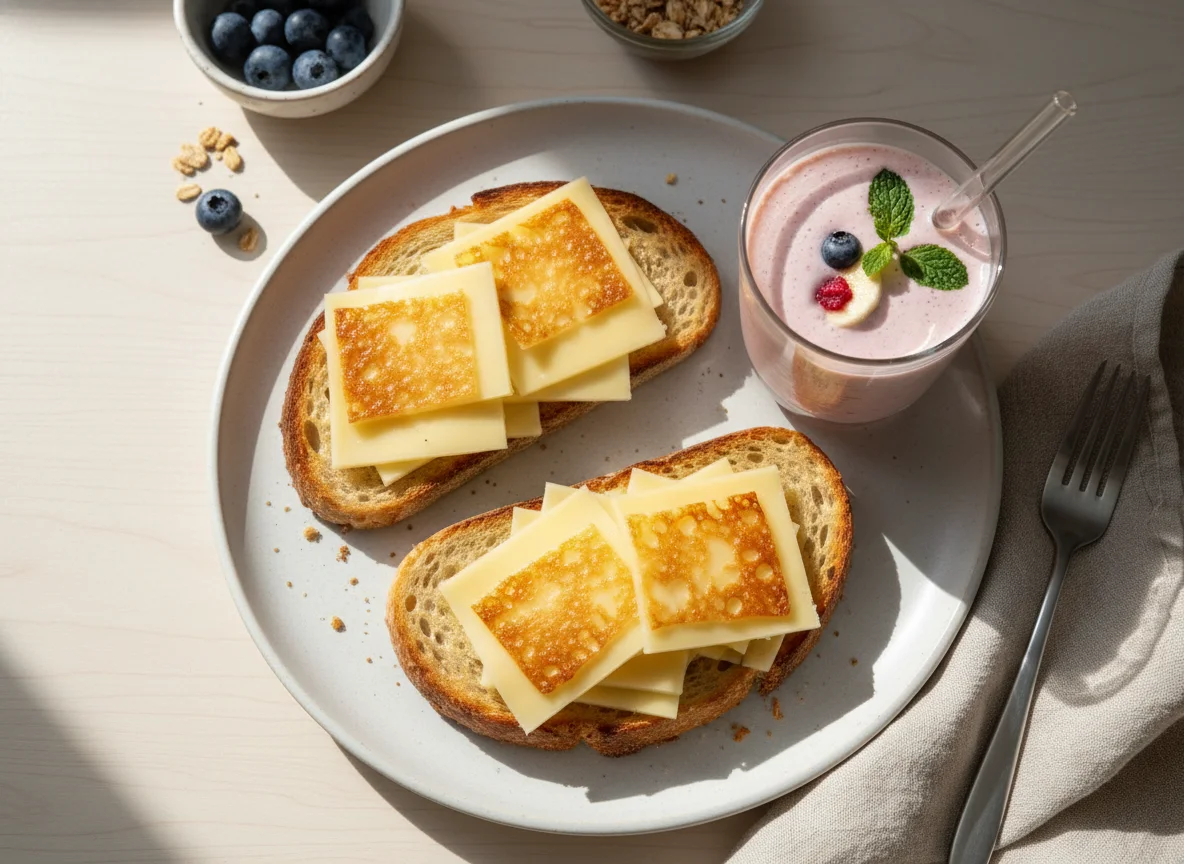 Toast with Cheese and Smoothie photo