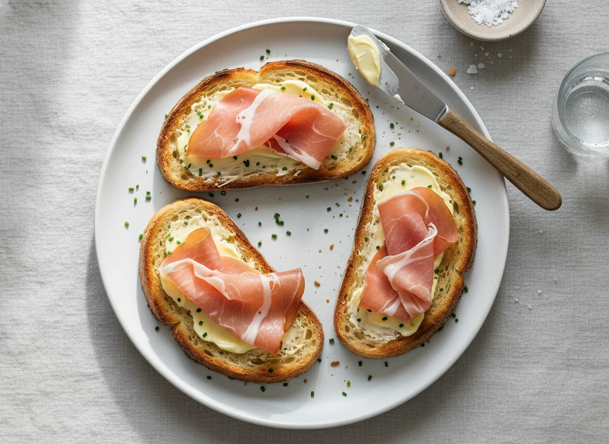 Toast with Ham and Butter photo