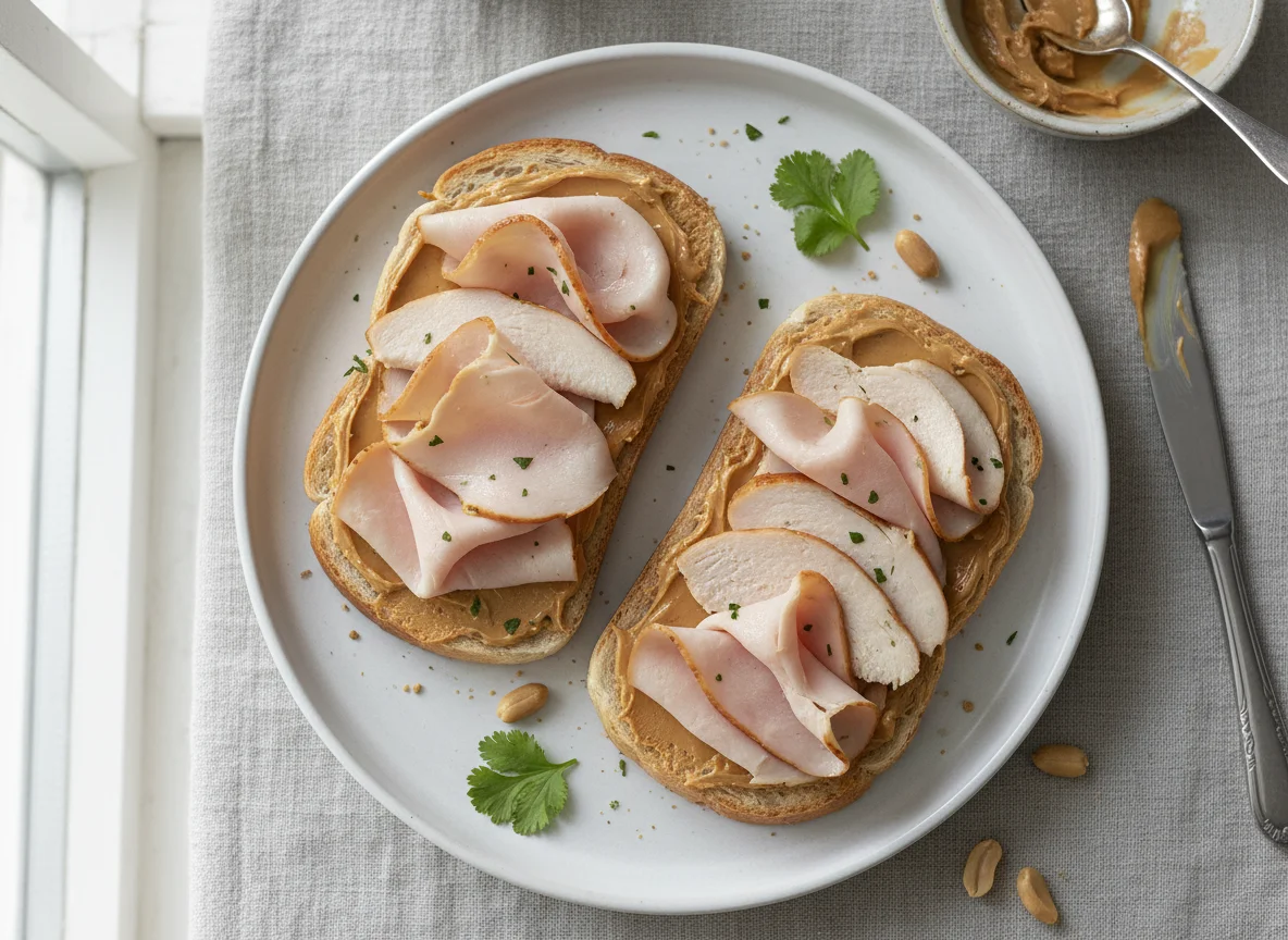 Toast with Peanut Butter and Deli Meat photo