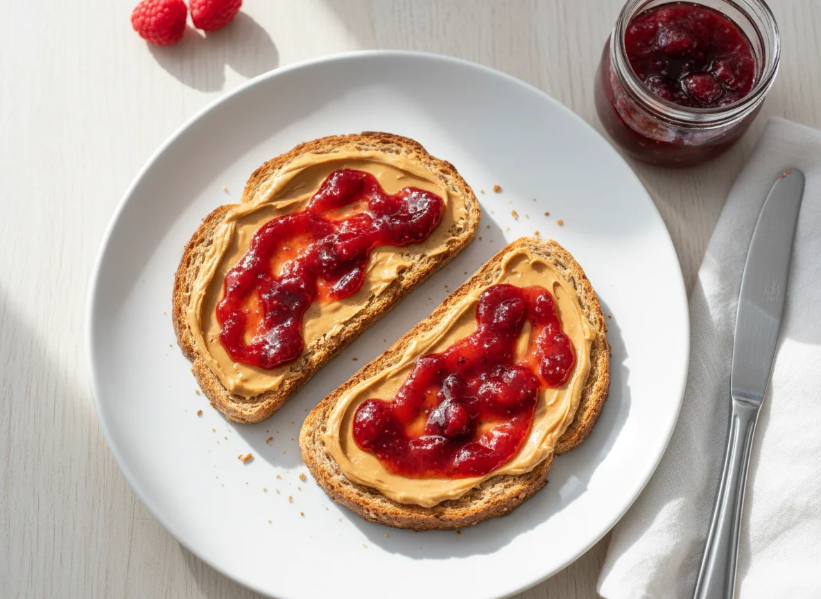 Toast with Peanut Butter and Jam photo