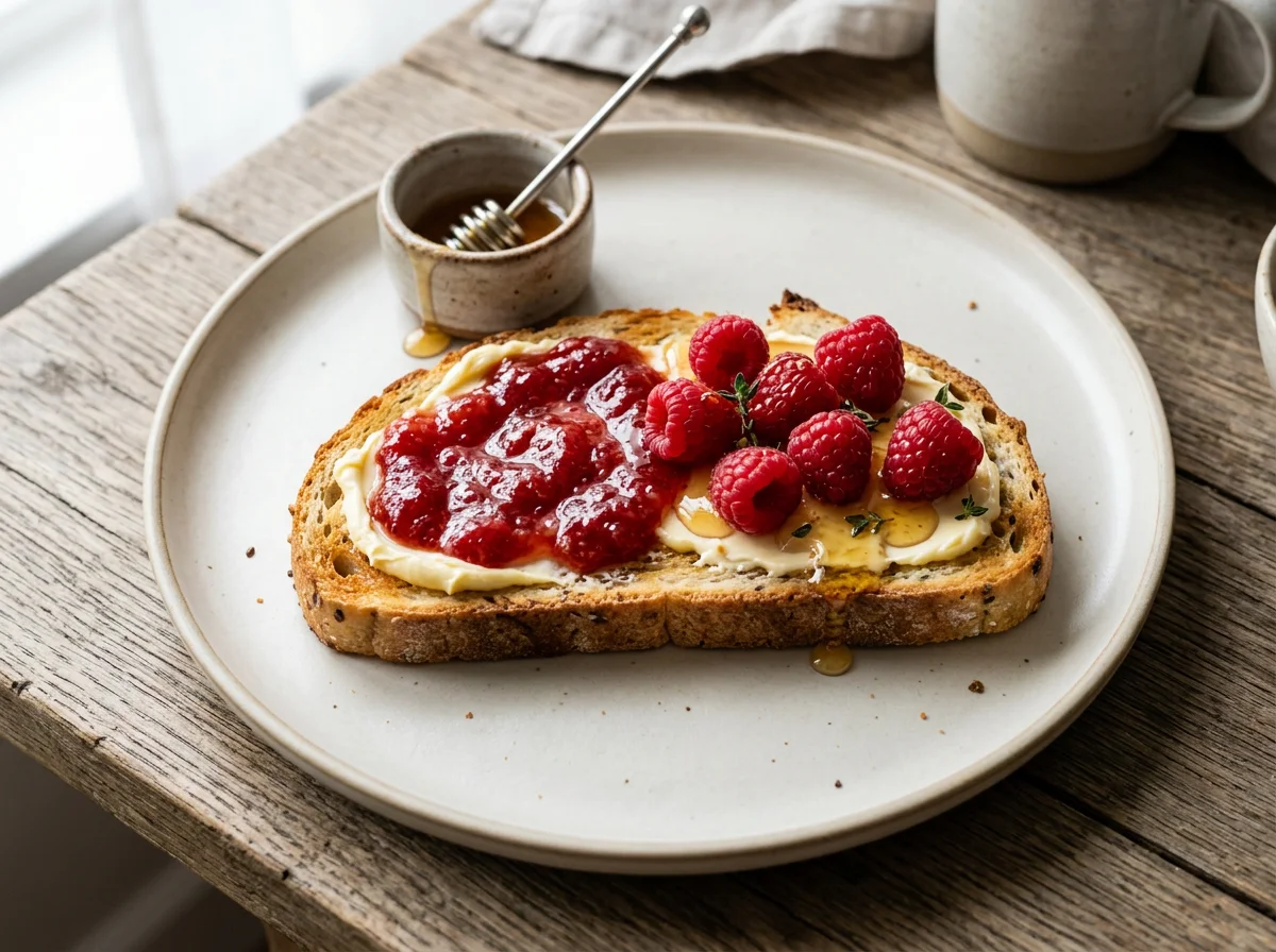Toast with Spreads and Berries photo