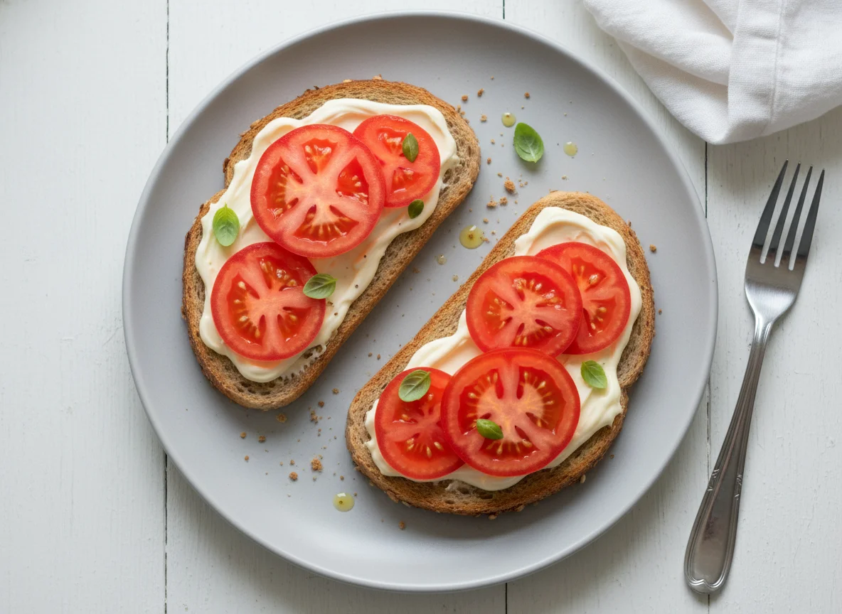 Toast with Tomato and Spread photo
