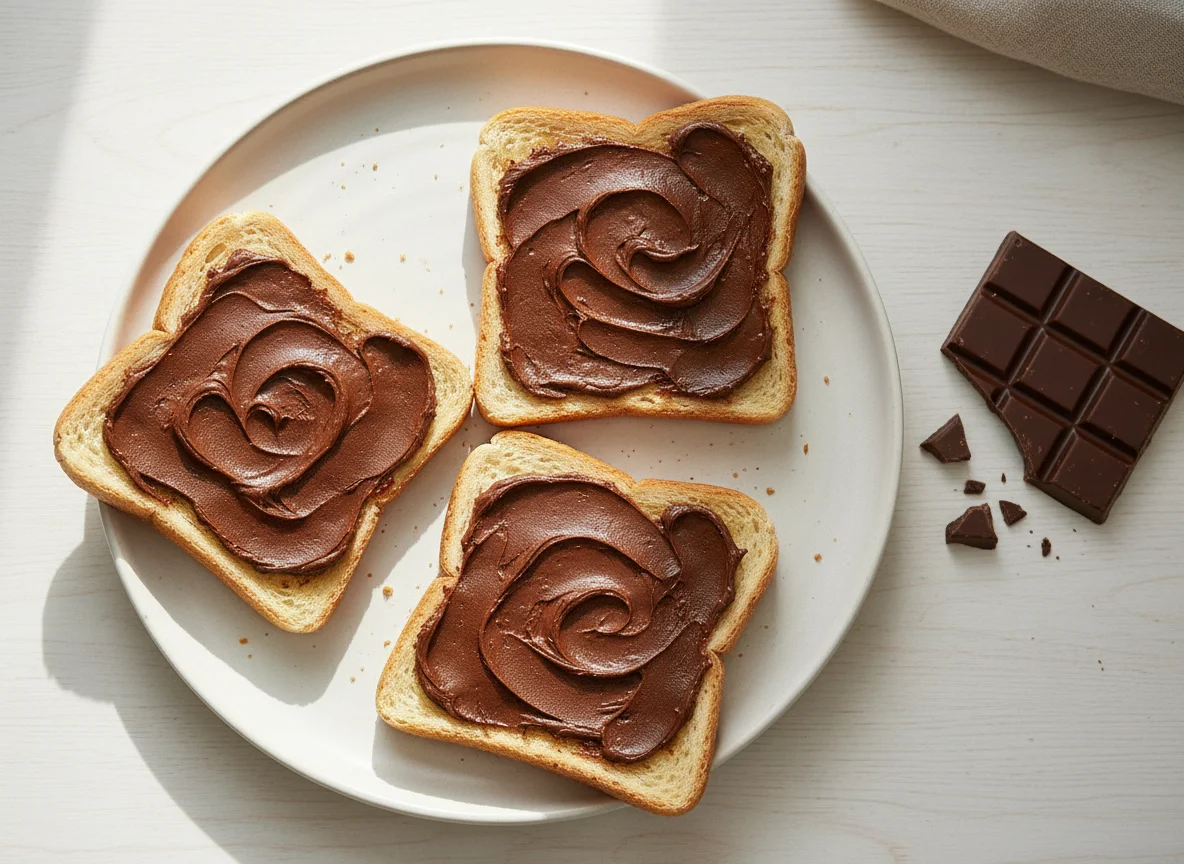 Toast with yeast extract and a chocolate bar photo
