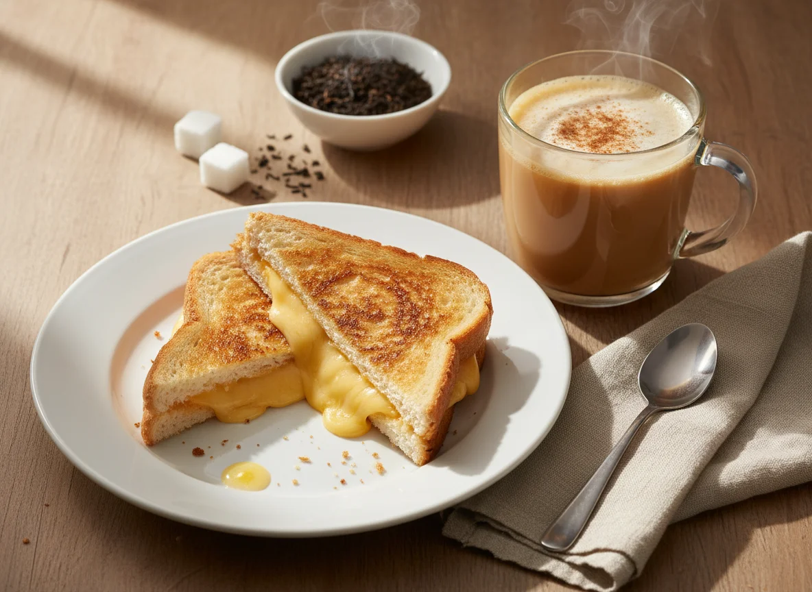 Toasted Sandwich and Chai Tea photo