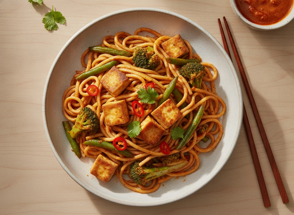 Tofu and Broccoli Noodle Stir-fry photo