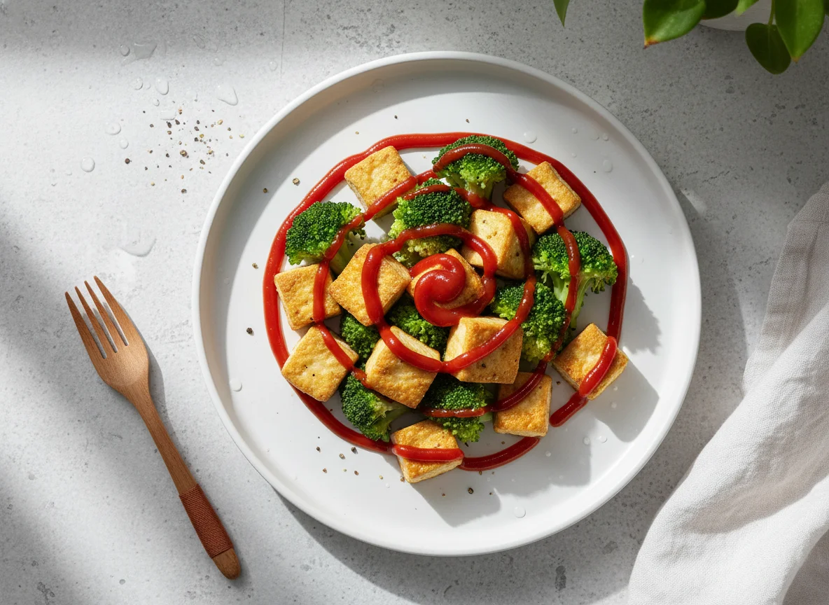 Tofu and Broccoli with Ketchup photo