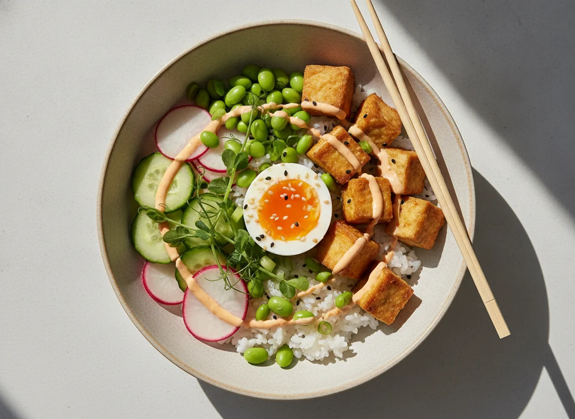 Tofu and Egg Poke Bowl photo