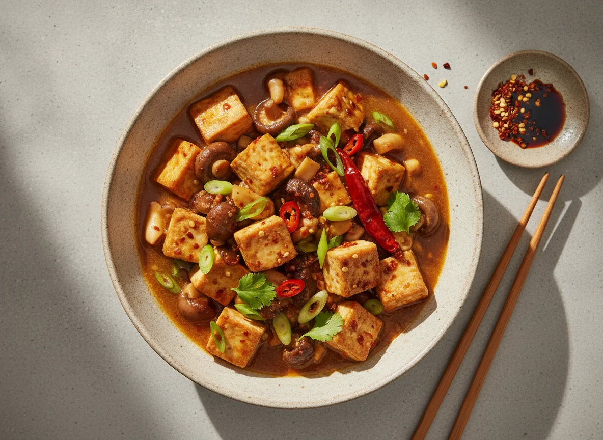 Tofu and Mushroom in Spicy Gravy photo