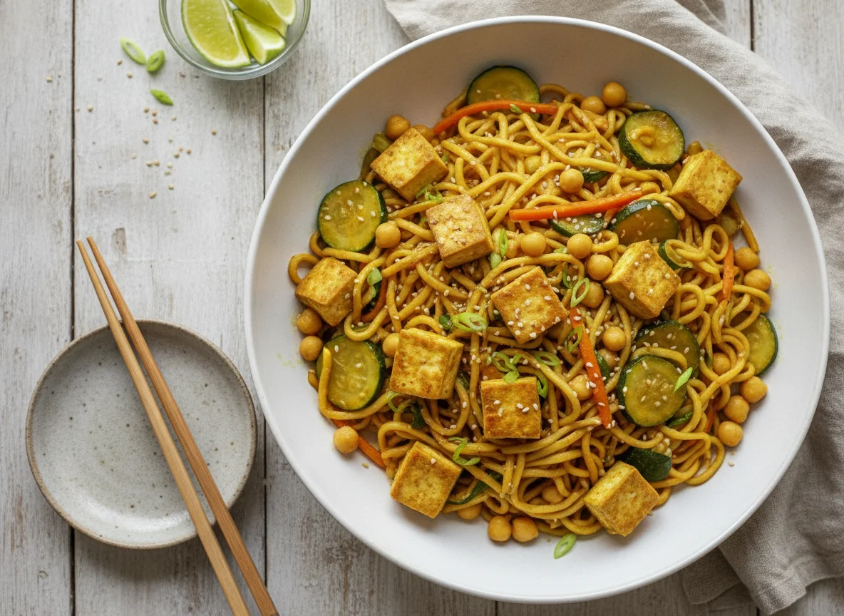Tofu and Vegetable Noodle Stir-fry photo