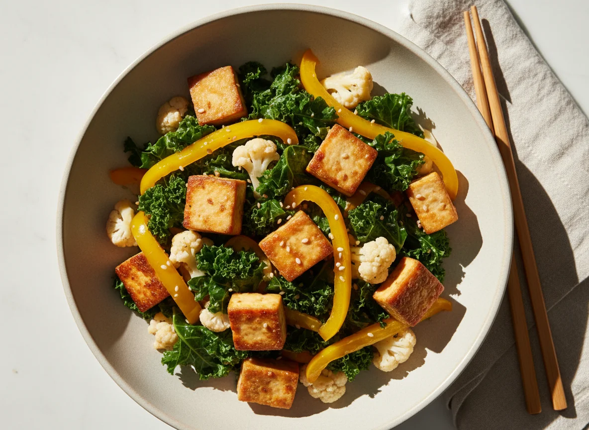 Tofu and Vegetable Stir-fry with Cauliflower Rice photo