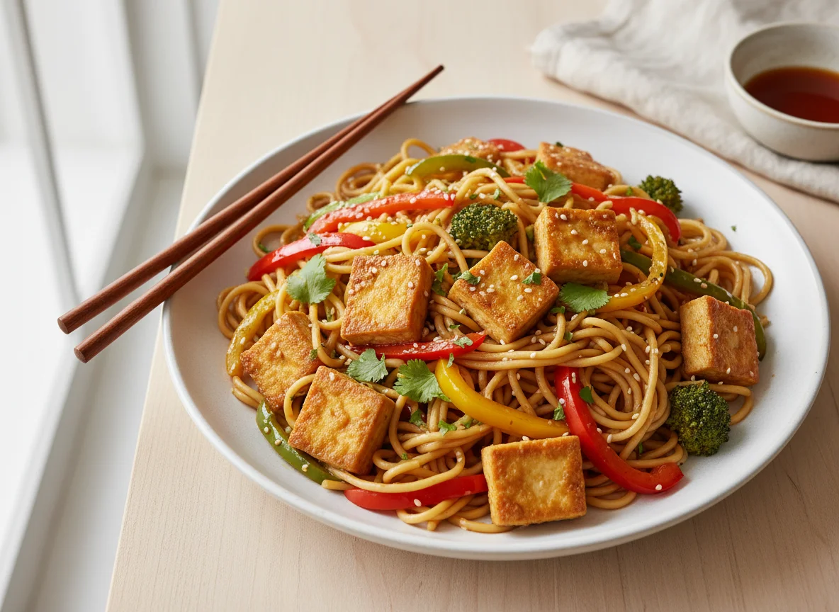 Tofu and Vegetable Stir-fry with Noodles photo
