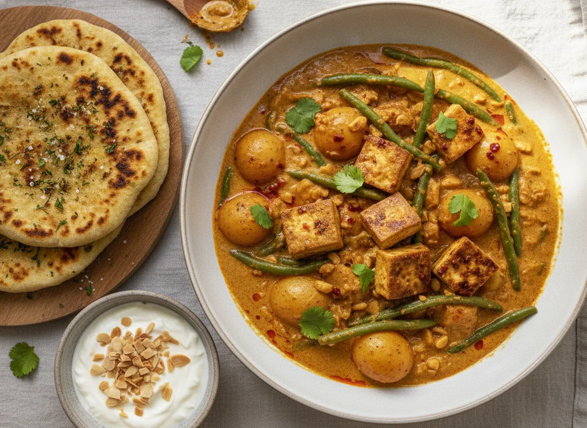 Tofu Peanut Curry with Flatbread photo
