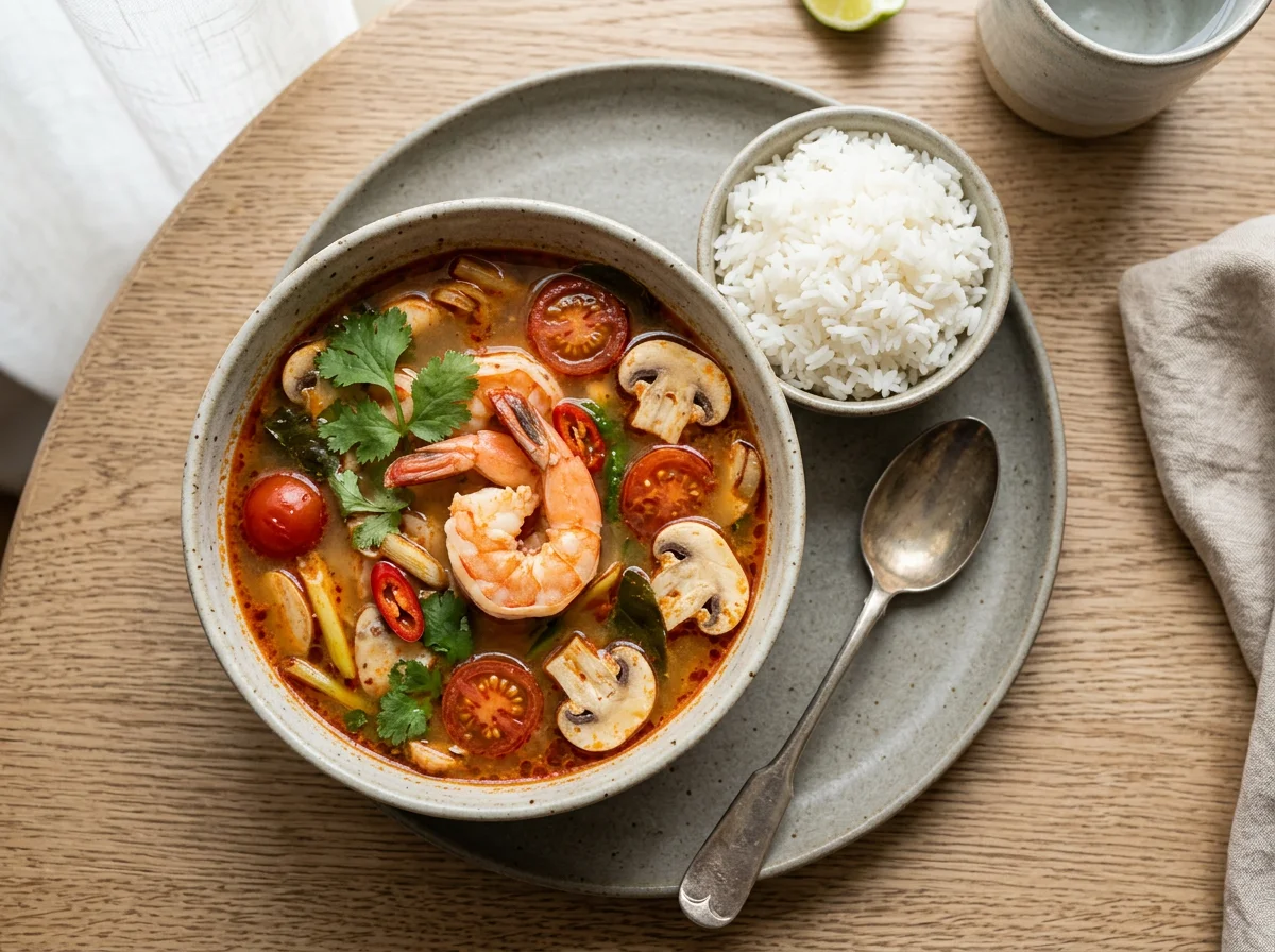 Tom Yum Soup with Rice photo