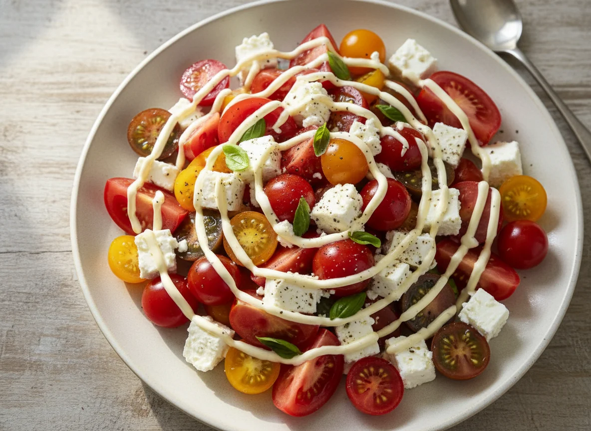 Tomato and Cheese Salad with Creamy Dressing photo