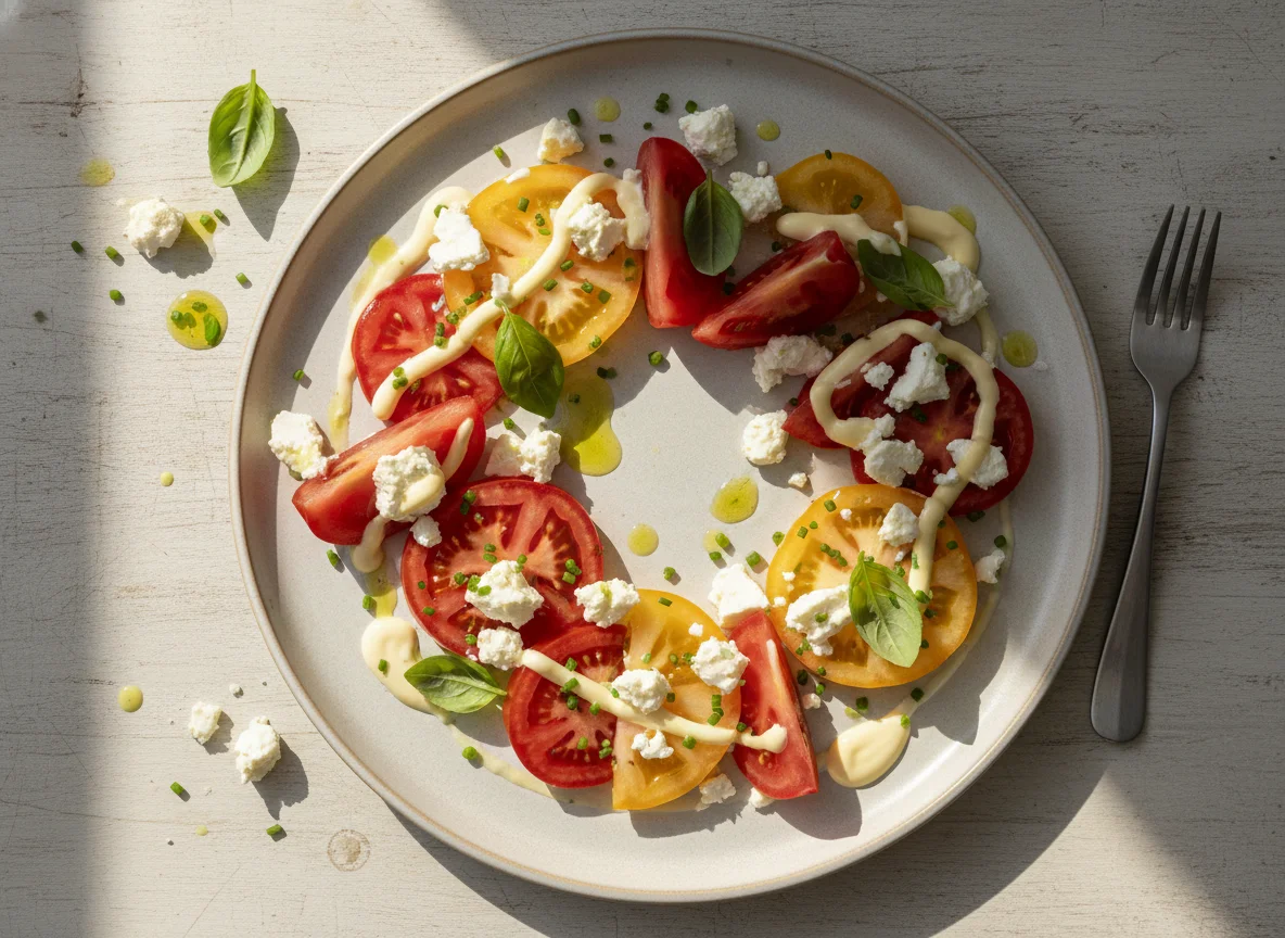 Tomato and Cheese Salad with Dressing photo