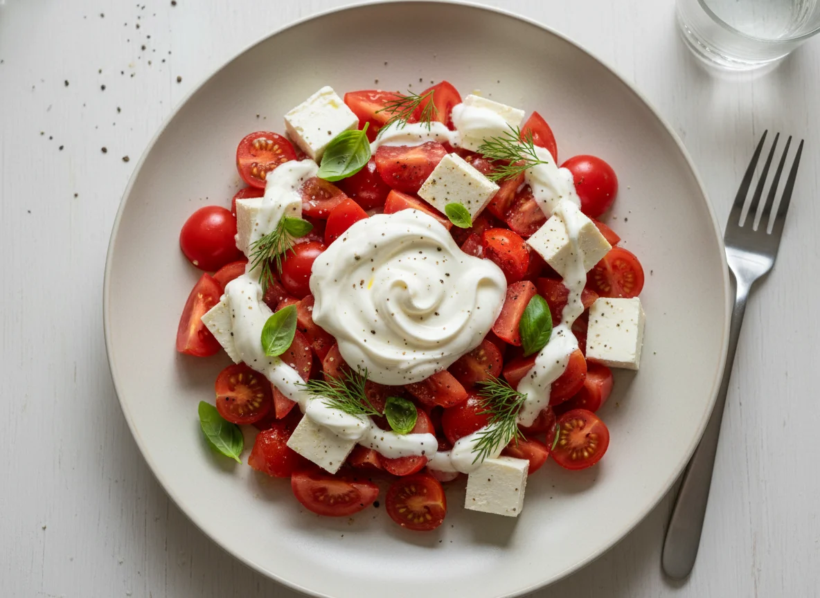 Tomato and Cheese Salad with Low-Fat Sour Cream photo