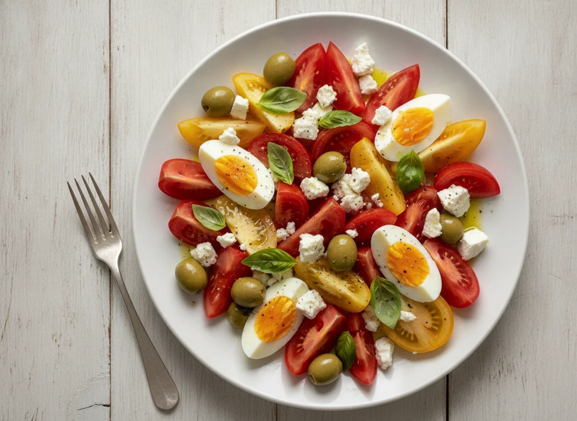 Tomato and Egg Salad with Feta and Olives photo