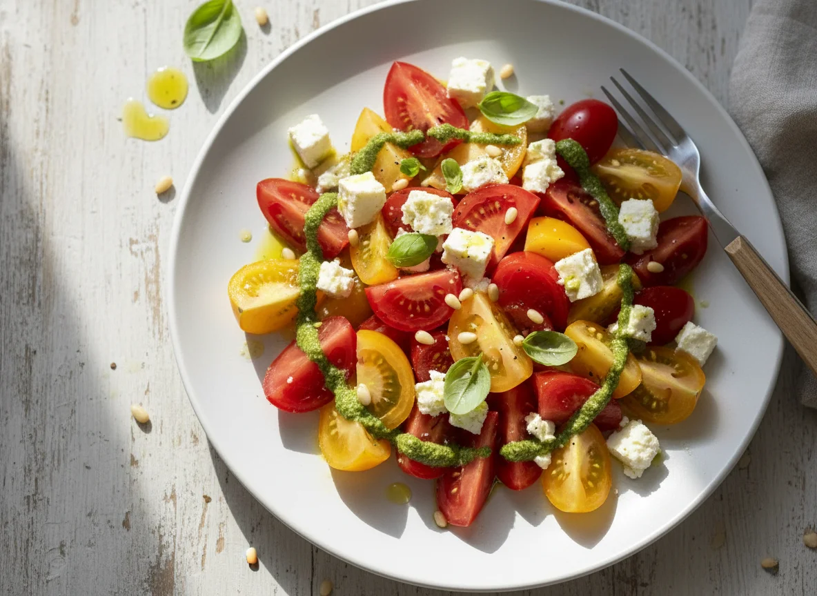 Tomato and Feta Salad with Pesto photo