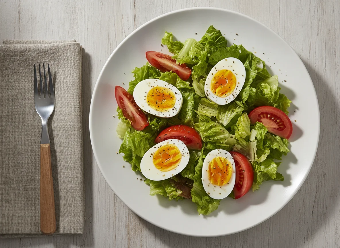 Tomato and Lettuce Salad with Boiled Eggs photo
