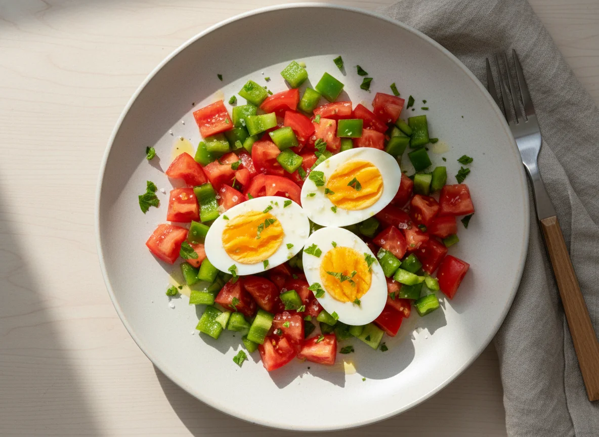Tomato and Pepper Salad with Boiled Eggs photo