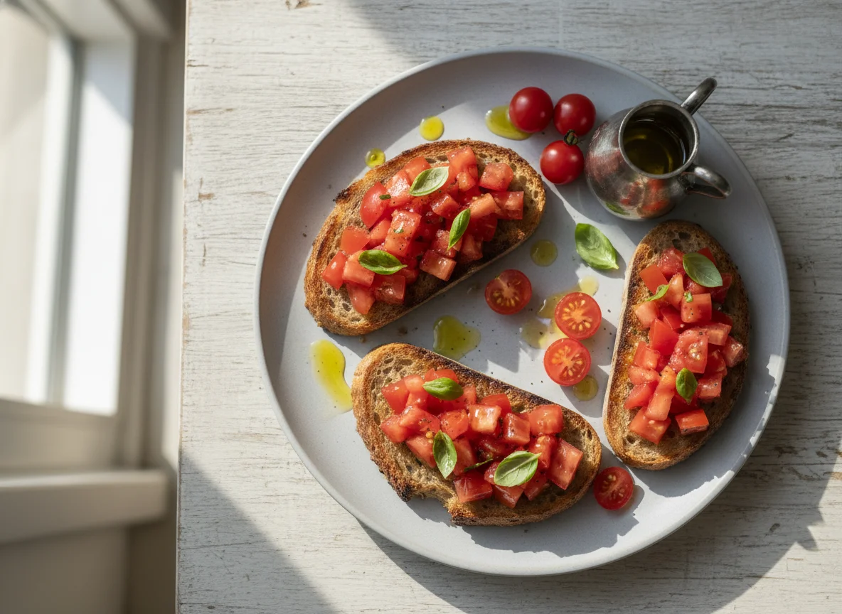 Tomato Bruschetta on Dark Bread photo