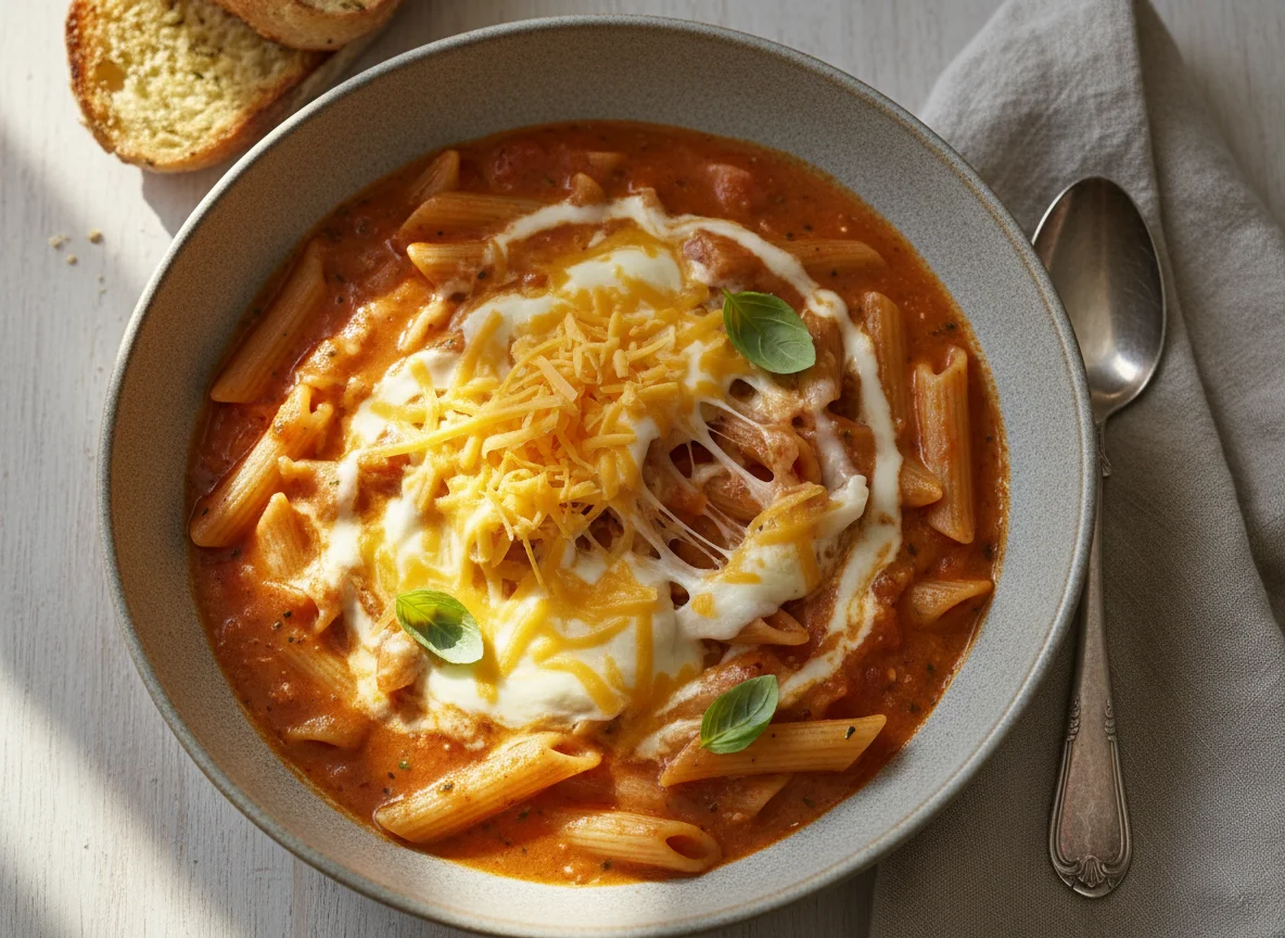 Tomato Pasta Soup with Cheese photo