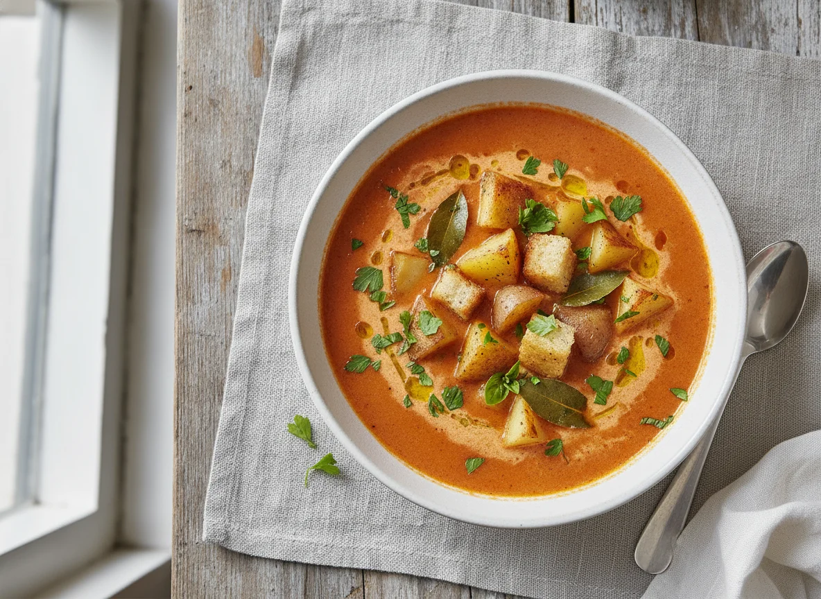 Tomato soup with potato photo